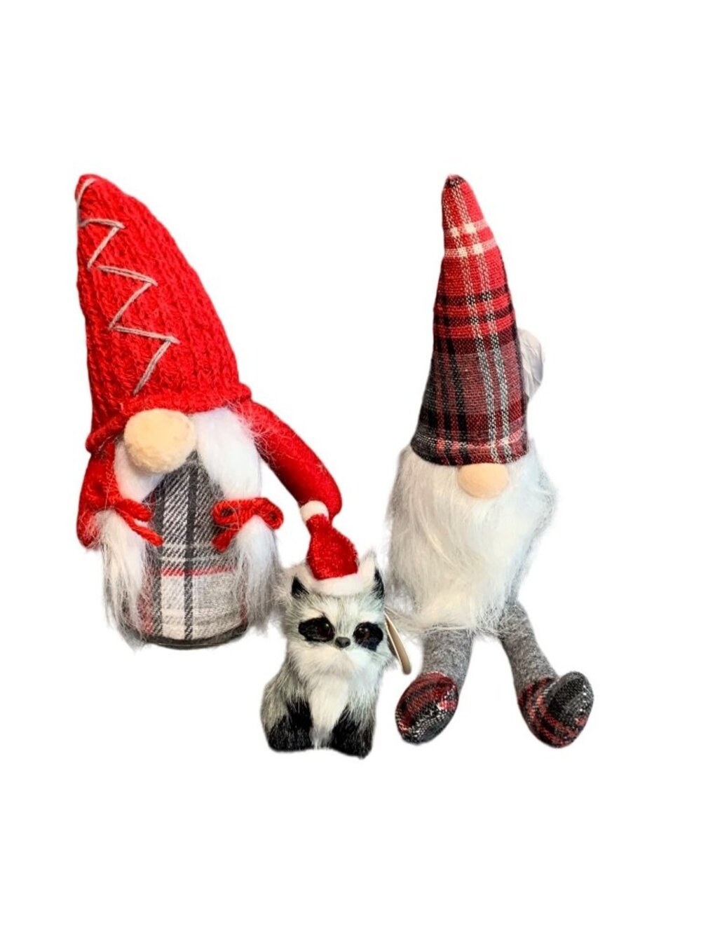 Handmade Holiday Gnome & Raccoon Ornaments Set